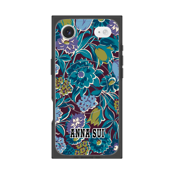 プレミアムスクエアケース with MagSafe［ ANNA SUI - ガーデンフワラー - シアン ］