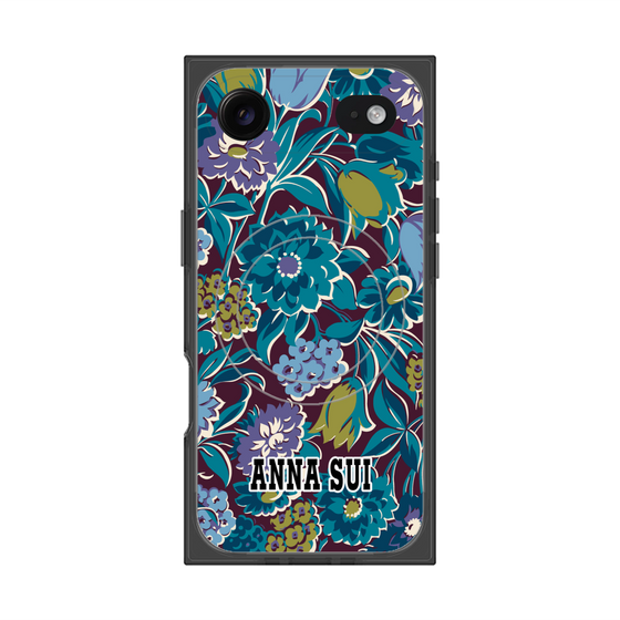 プレミアムスクエアケース with MagSafe［ ANNA SUI - ガーデンフワラー - シアン ］