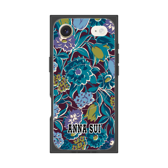 プレミアムスクエアケース with MagSafe［ ANNA SUI - ガーデンフワラー - シアン ］