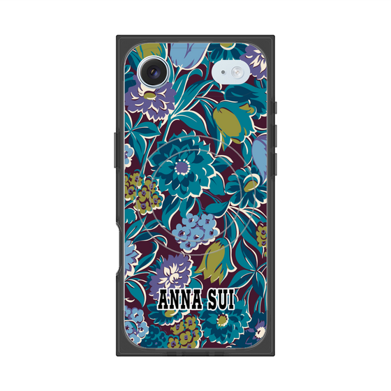 プレミアムスクエアケース with MagSafe［ ANNA SUI - ガーデンフワラー - シアン ］