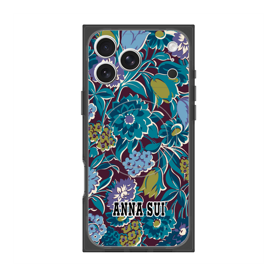 プレミアムスクエアケース with MagSafe［ ANNA SUI - ガーデンフワラー - シアン ］