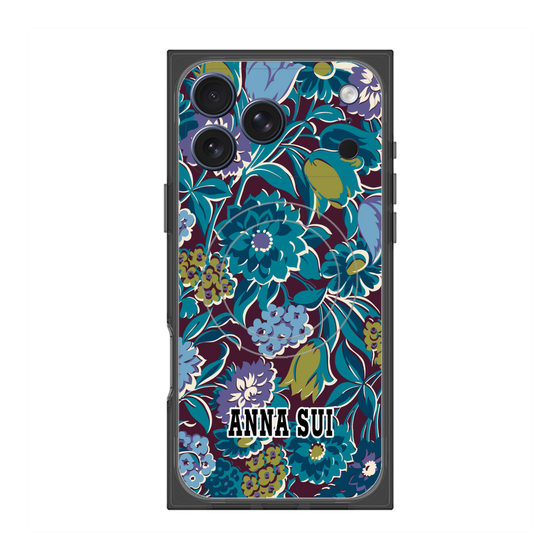 プレミアムスクエアケース with MagSafe［ ANNA SUI - ガーデンフワラー - シアン ］
