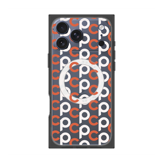 プレミアムスクエアケース with MagSafe［ オリジナル - CASEPLAYイニシャル総柄 - オレンジ ］