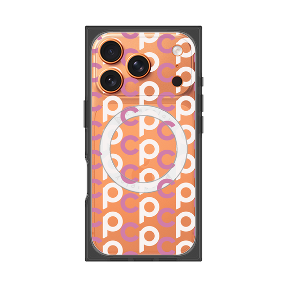 プレミアムスクエアケース with MagSafe［ オリジナル - CASEPLAYイニシャル総柄 - ピンク ］