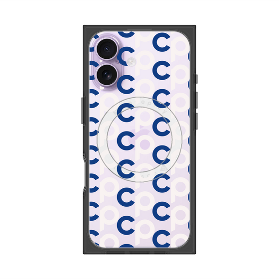 プレミアムスクエアケース with MagSafe［ オリジナル - CASEPLAYイニシャル総柄 - ネイビー ］