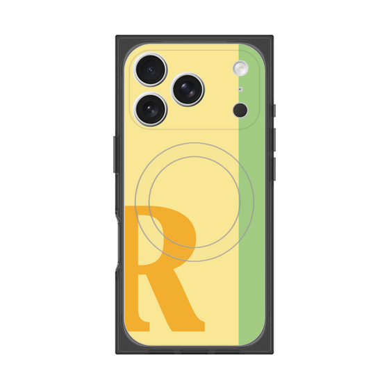 プレミアムスクエアケース with MagSafe［ オリジナル - initial color line - R yellow ］