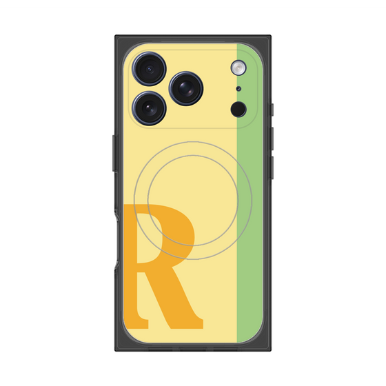 プレミアムスクエアケース with MagSafe［ オリジナル - initial color line - R yellow ］