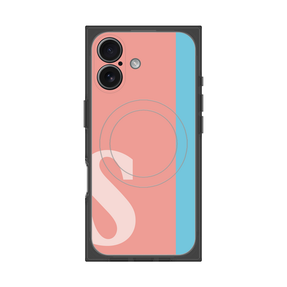 プレミアムスクエアケース with MagSafe［ オリジナル - initial color line - S pink ］