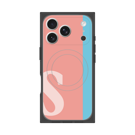 プレミアムスクエアケース with MagSafe［ オリジナル - initial color line - S pink ］