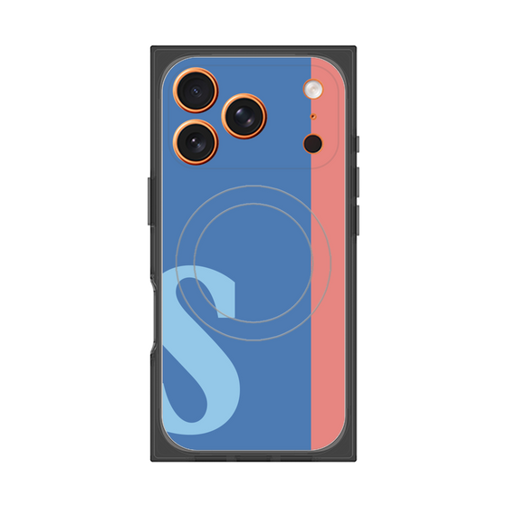プレミアムスクエアケース with MagSafe［ オリジナル - initial color line - S blue ］