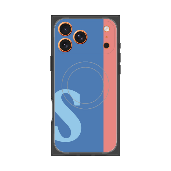 プレミアムスクエアケース with MagSafe［ オリジナル - initial color line - S blue ］