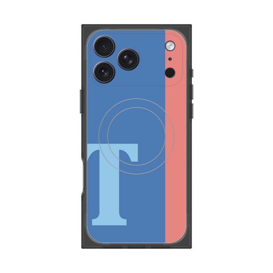プレミアムスクエアケース with MagSafe［ オリジナル - initial color line - T blue ］