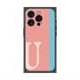 プレミアムスクエアケース with MagSafe［ オリジナル - initial color line - U pink ］