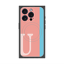 プレミアムスクエアケース with MagSafe［ オリジナル - initial color line - U pink ］
