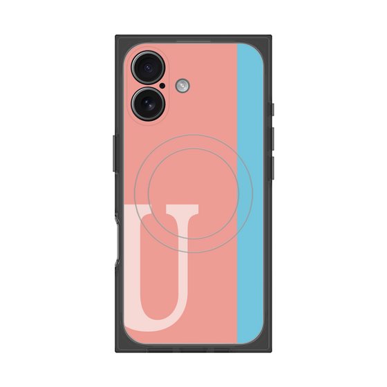 プレミアムスクエアケース with MagSafe［ オリジナル - initial color line - U pink ］