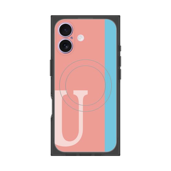 プレミアムスクエアケース with MagSafe［ オリジナル - initial color line - U pink ］