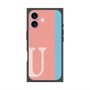 プレミアムスクエアケース with MagSafe［ オリジナル - initial color line - U pink ］