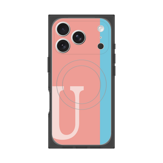 プレミアムスクエアケース with MagSafe［ オリジナル - initial color line - U pink ］