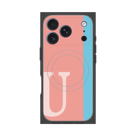 プレミアムスクエアケース with MagSafe［ オリジナル - initial color line - U pink ］
