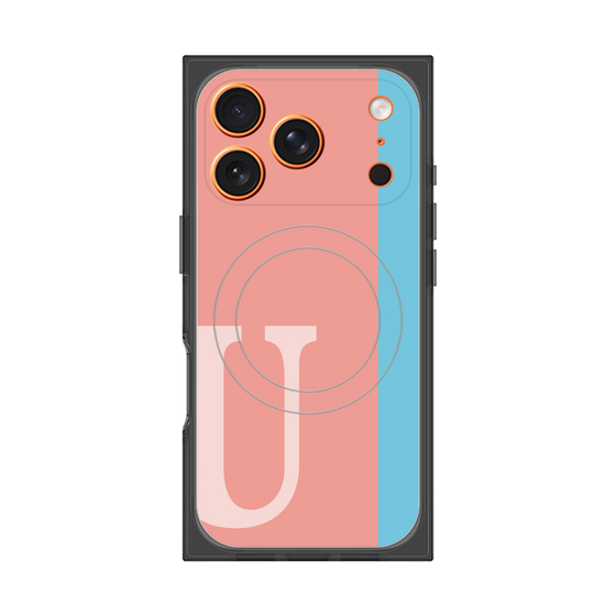プレミアムスクエアケース with MagSafe［ オリジナル - initial color line - U pink ］