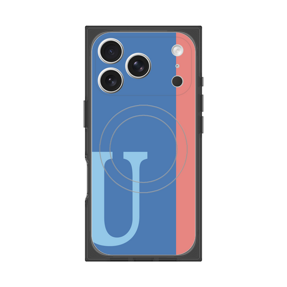 プレミアムスクエアケース with MagSafe［ オリジナル - initial color line - U blue ］