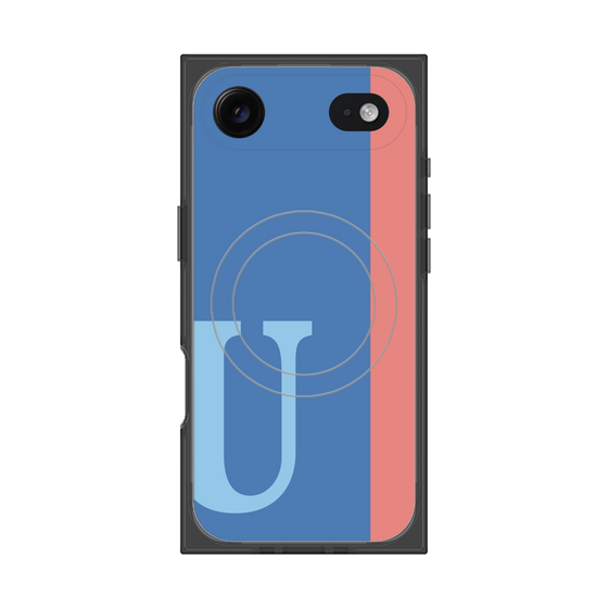 プレミアムスクエアケース with MagSafe［ オリジナル - initial color line - U blue ］