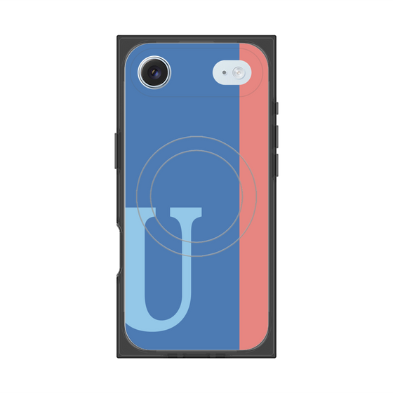 プレミアムスクエアケース with MagSafe［ オリジナル - initial color line - U blue ］