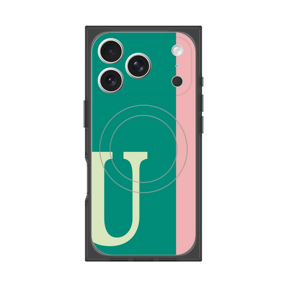 プレミアムスクエアケース with MagSafe［ オリジナル - initial color line - U green ］