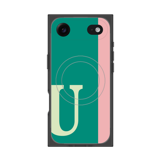 プレミアムスクエアケース with MagSafe［ オリジナル - initial color line - U green ］