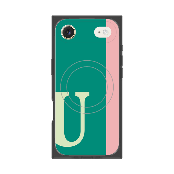 プレミアムスクエアケース with MagSafe［ オリジナル - initial color line - U green ］