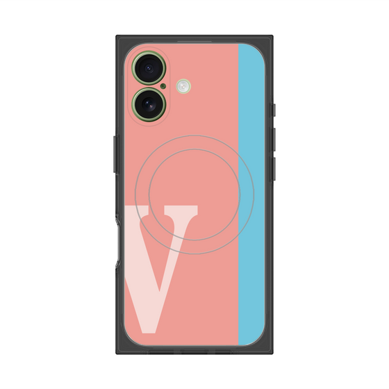 プレミアムスクエアケース with MagSafe［ オリジナル - initial color line - V pink ］