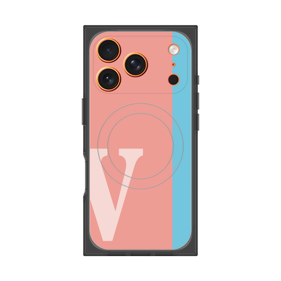 プレミアムスクエアケース with MagSafe［ オリジナル - initial color line - V pink ］