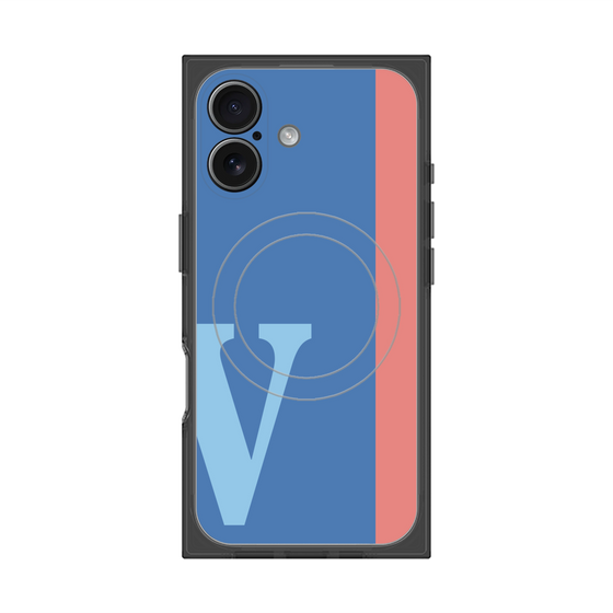 プレミアムスクエアケース with MagSafe［ オリジナル - initial color line - V blue ］