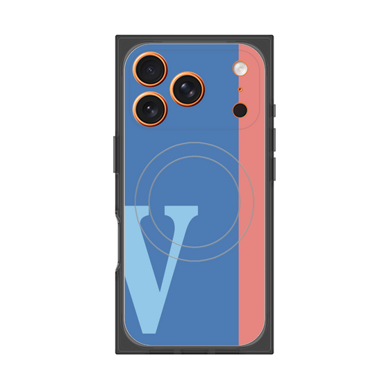 プレミアムスクエアケース with MagSafe［ オリジナル - initial color line - V blue ］