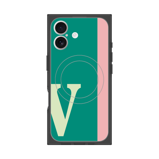 プレミアムスクエアケース with MagSafe［ オリジナル - initial color line - V green ］