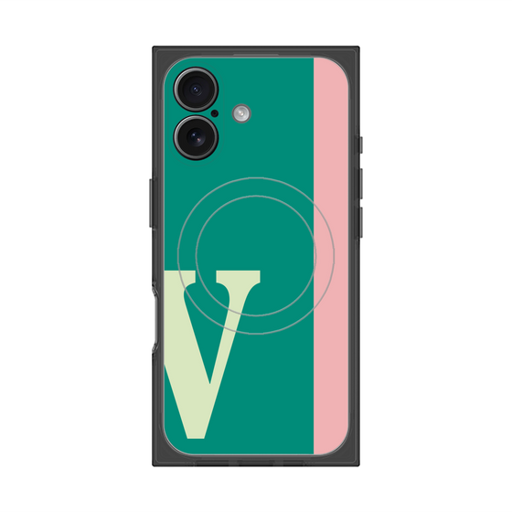 プレミアムスクエアケース with MagSafe［ オリジナル - initial color line - V green ］