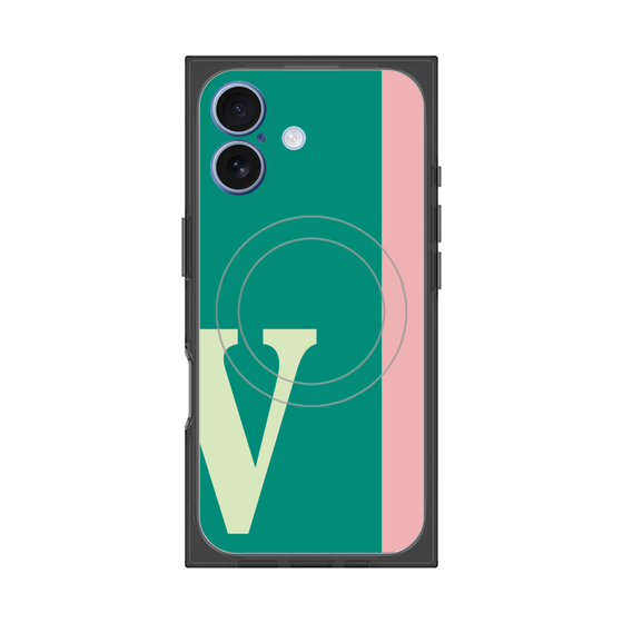 プレミアムスクエアケース with MagSafe［ オリジナル - initial color line - V green ］