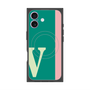 プレミアムスクエアケース with MagSafe［ オリジナル - initial color line - V green ］