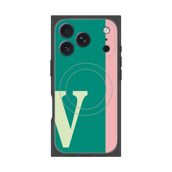 プレミアムスクエアケース with MagSafe［ オリジナル - initial color line - V green ］