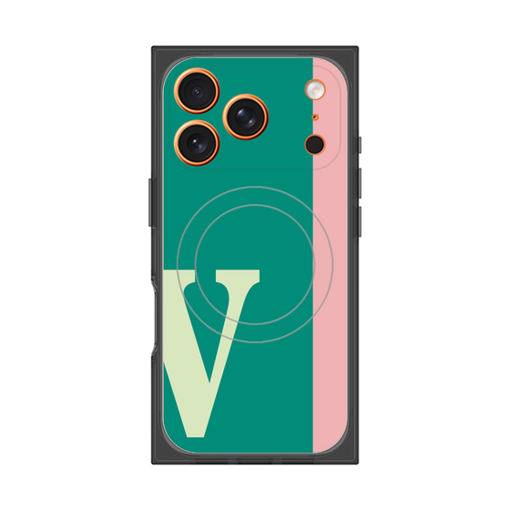 プレミアムスクエアケース with MagSafe［ オリジナル - initial color line - V green ］