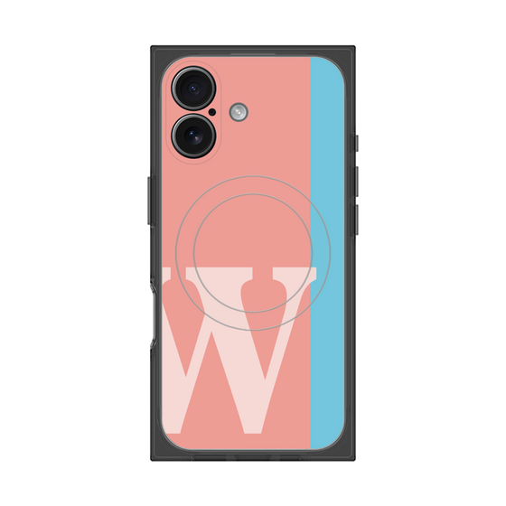 プレミアムスクエアケース with MagSafe［ オリジナル - initial color line - W pink ］