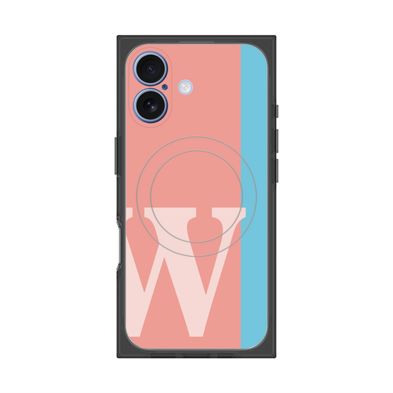 プレミアムスクエアケース with MagSafe［ オリジナル - initial color line - W pink ］