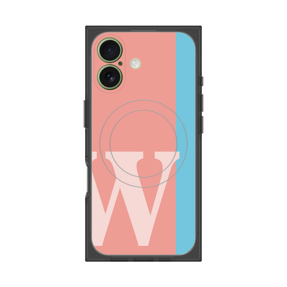 プレミアムスクエアケース with MagSafe［ オリジナル - initial color line - W pink ］