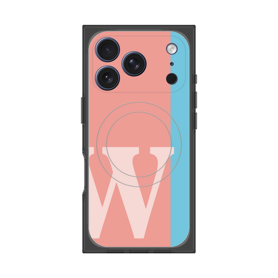 プレミアムスクエアケース with MagSafe［ オリジナル - initial color line - W pink ］