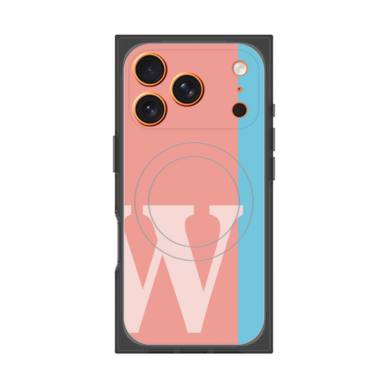 プレミアムスクエアケース with MagSafe［ オリジナル - initial color line - W pink ］