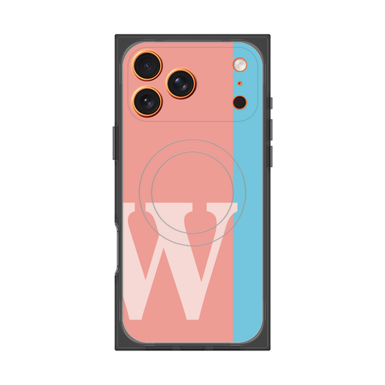 プレミアムスクエアケース with MagSafe［ オリジナル - initial color line - W pink ］
