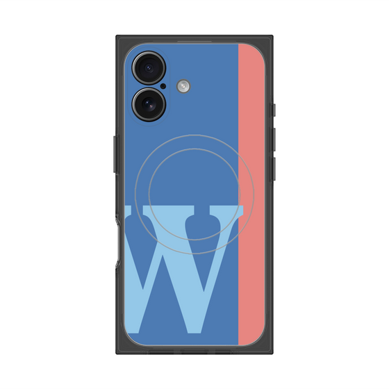 プレミアムスクエアケース with MagSafe［ オリジナル - initial color line - W blue ］