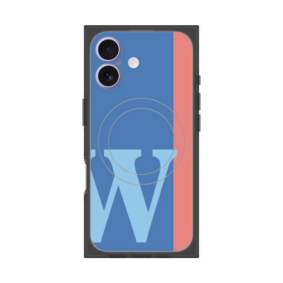 プレミアムスクエアケース with MagSafe［ オリジナル - initial color line - W blue ］