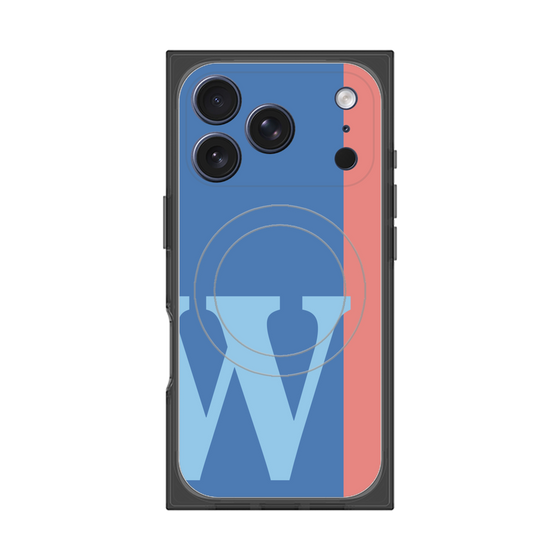 プレミアムスクエアケース with MagSafe［ オリジナル - initial color line - W blue ］