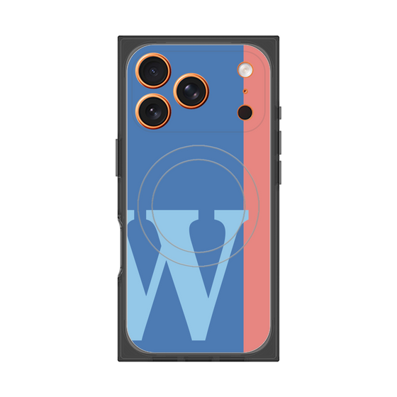プレミアムスクエアケース with MagSafe［ オリジナル - initial color line - W blue ］
